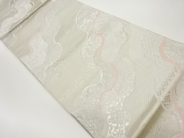 道長取に花唐草・古典柄模様織出し袋帯